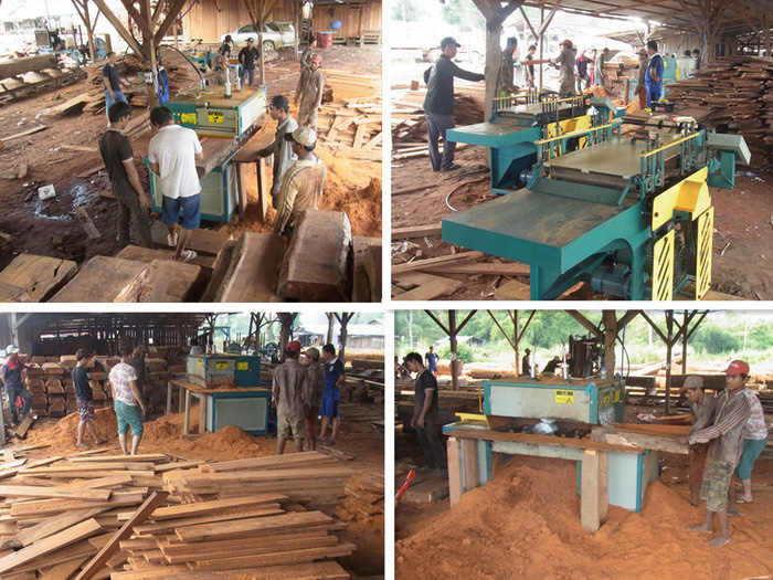 方木多片鋸150型機(jī)械&nbsp;柬埔寨上丁省&nbsp;現(xiàn)場加工紅木